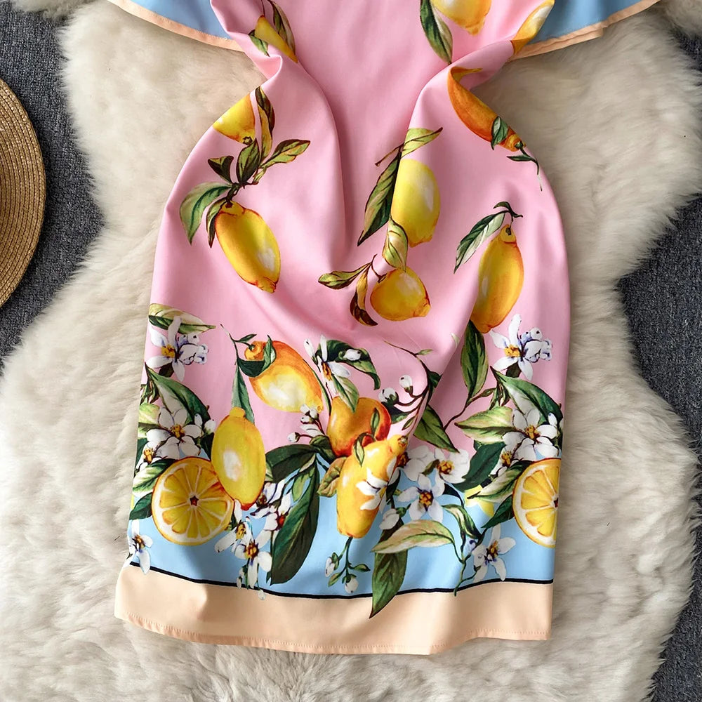 Summer Dresses Fashion Women Clothing 2023 Wedding Party Elegant Vintage Print Dress Round Neck Short Sleeve Straight Mini Dress