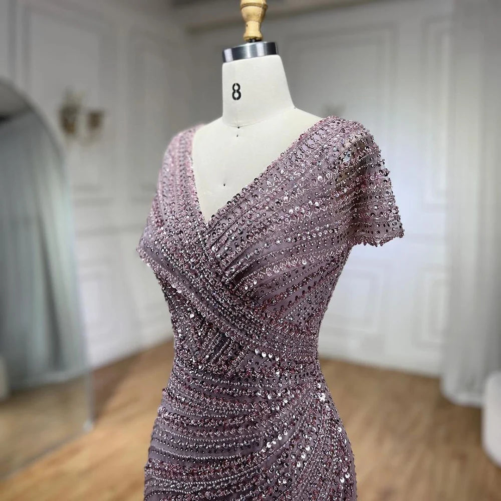 Silver Nude Mermaid Evening Gowns for Women 2023 Dubai Luxury Beading Sparkle Sleeveless Sexy Formal Dress BLA71686 Serene Hill