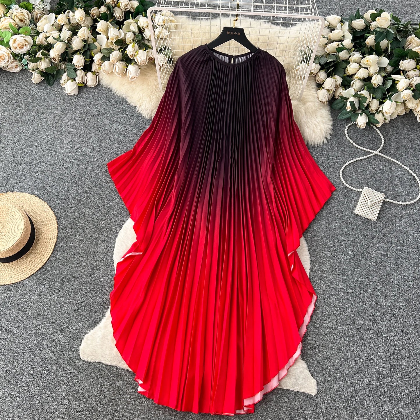 Vintage Print Elegant O-neck Batwing Sleeve Dress A-line Casual Belt Fashion Dress Women Fashion Summer Spring Vestidos
