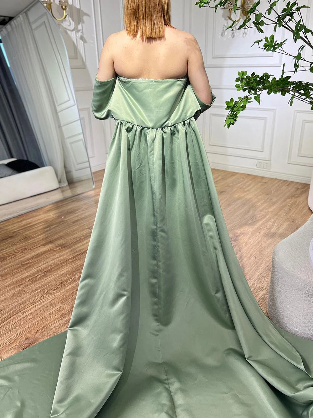 Serene Hill-Sage Green Mermaid Evening Dresses for Women, Strapless, Elegant, Sexy, Beaded, Wedding Party, 2023, BLA72126