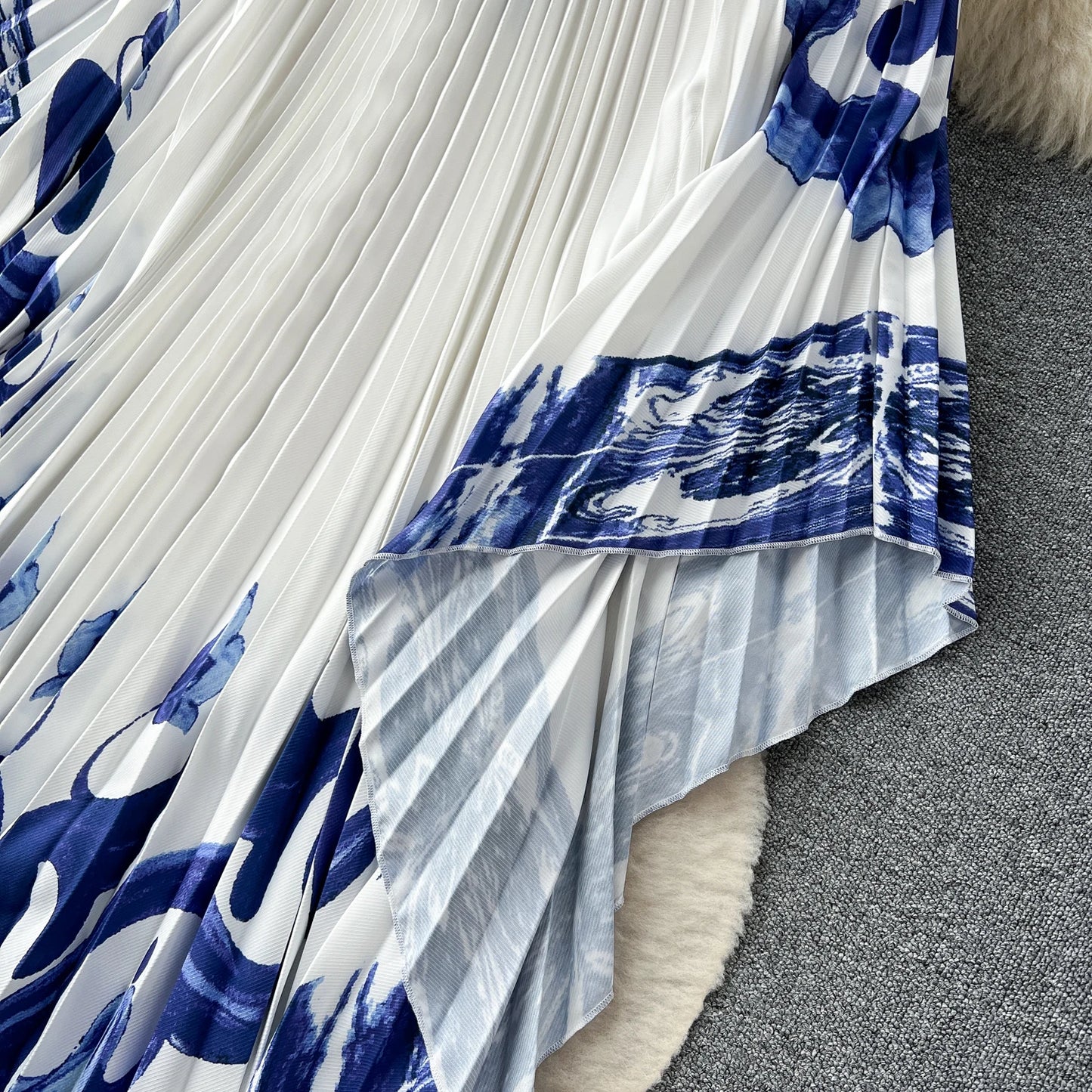 Vintage Print Elegant O-neck Batwing Sleeve Dress A-line Casual Belt Fashion Dress Women Fashion Summer Spring Vestidos