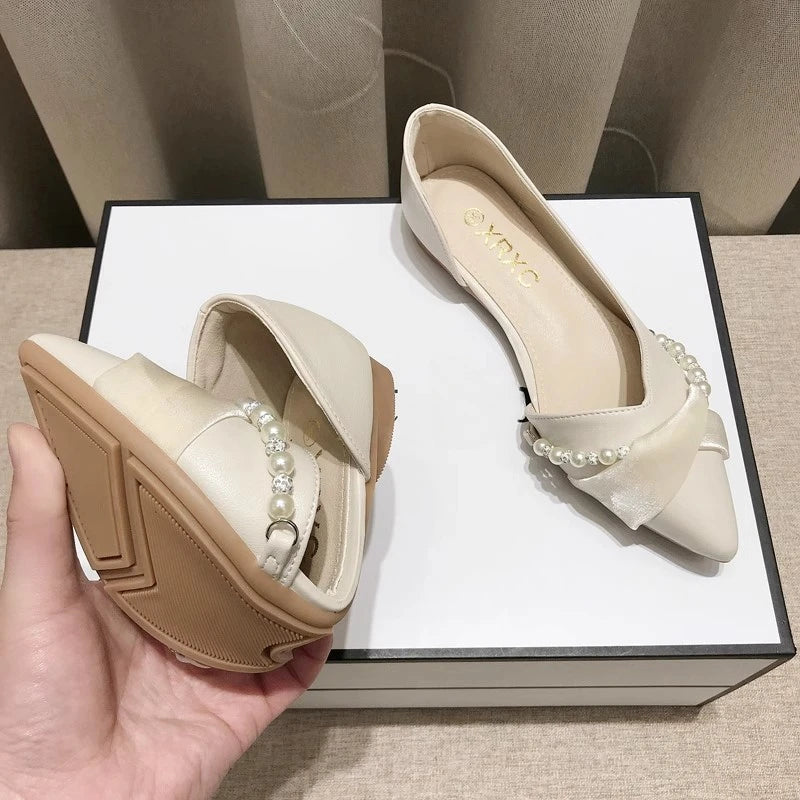 2024 New Arrival Spring Autumn Pointed Toe Comfortable Casual Retro Elegant Women's Shoes Shallow Mouth Breathable Flat Shoes