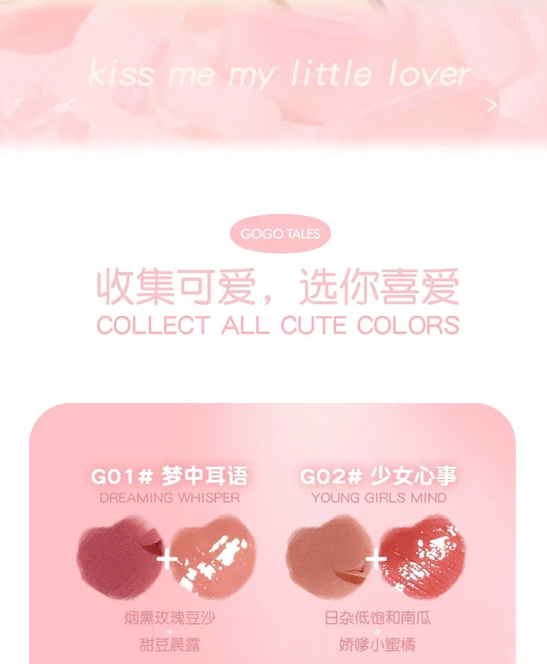 GOGO TALES Double Lip Gloss Mirror Finish Nude Color Korean Lipstick Matte, Non-Sticky Lip Mud for Long-Lasting Vegan Makeup