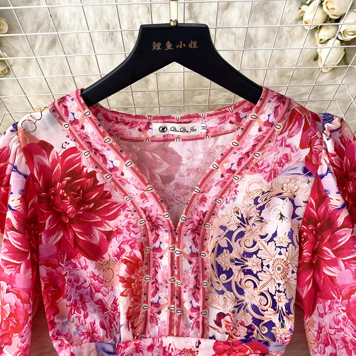 Short Dresses 2023 Fashion Women Clothing Party Elegant Vintage Floral Print Dress Womens V Neck Long Sleeve Mini Vacation Dress