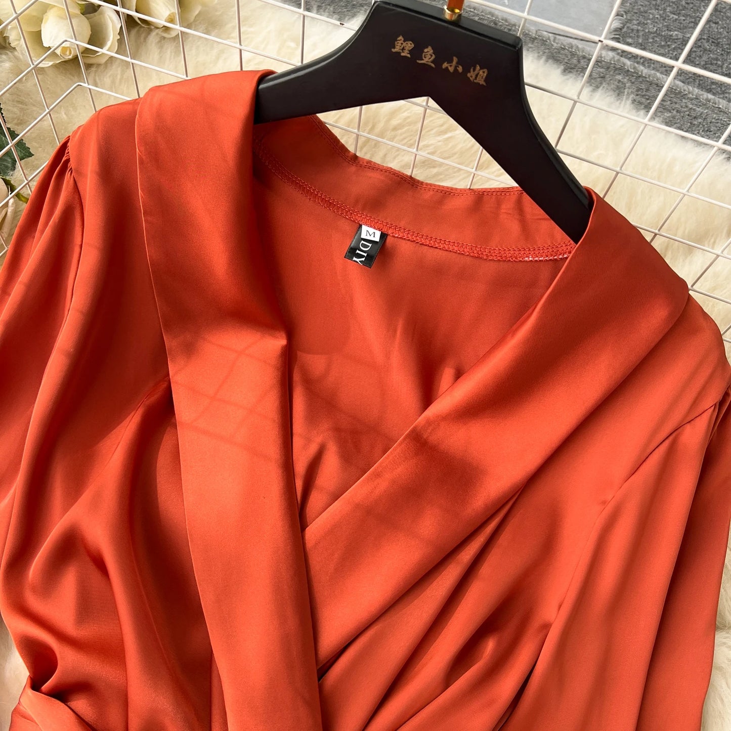 Women Elegant Satin Dress Summer Bandage High Waisted Ruffled Irregular Blazer Dresses Ladies A-line Vintage Party Long Robe