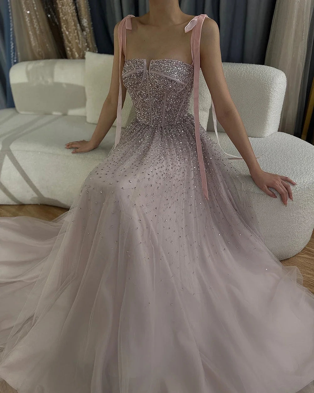 Serene Hill 2024 Saudi Wine Red Beaded Evening Gown Spaghetti Strap A-Line Luxury Floor-Length for Formal Occasion LA70600A