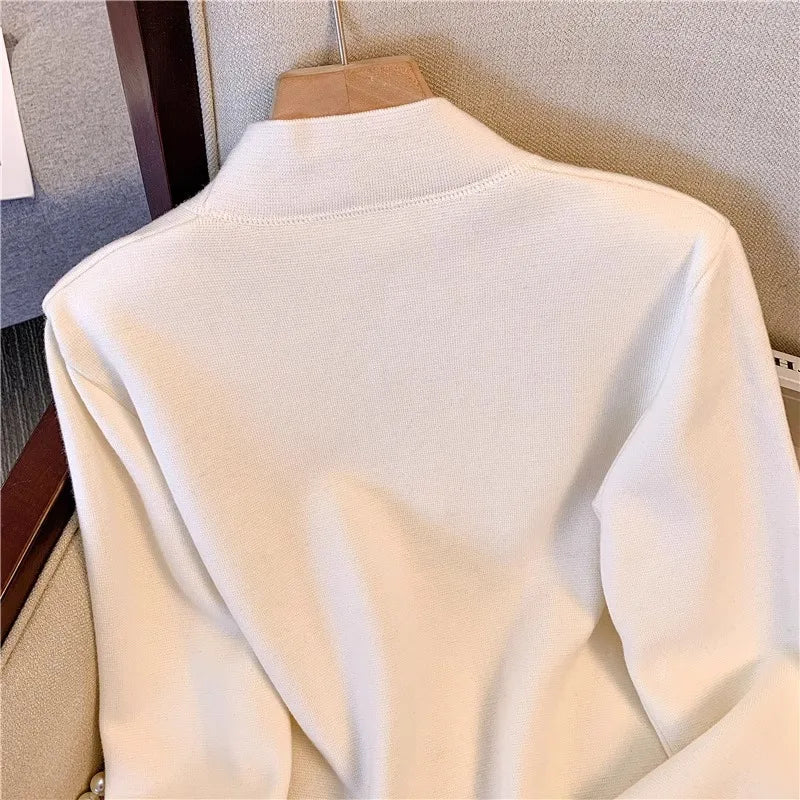 Vintage Trendy V-neck Cardigan for Spring and Autumn New Women Long Sleeve Sweater Jacket Elegant Chic Knitted Thin Coat Female