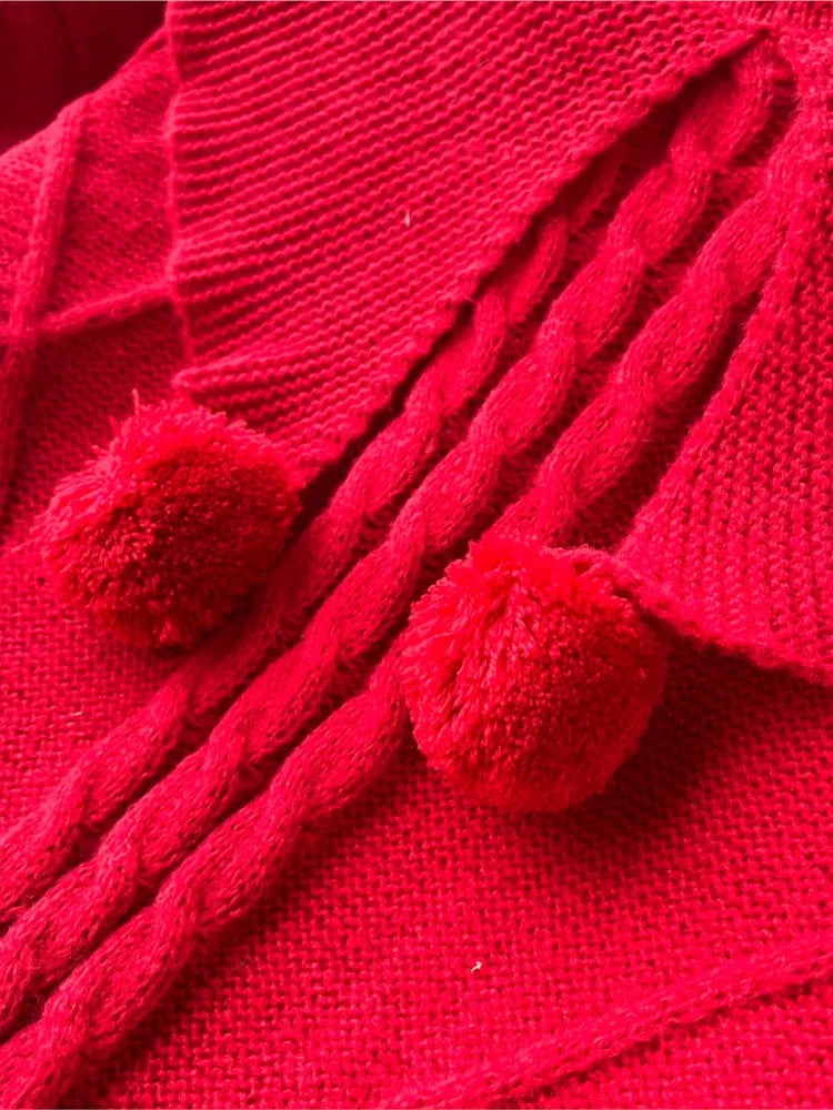 Y2k Sweet Knitted Dresses for Women Autumn Winter Christmas Sweater Loose Knitwears Mini Dress Korean Fashion Female Vestidos
