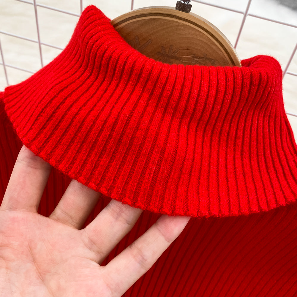 Elegant Turtleneck Long Sleeve Knit Soft Tight Pencil Dress with Belt Slim Fashion Warm Sweater Vestido Sexy Women Winter Robe