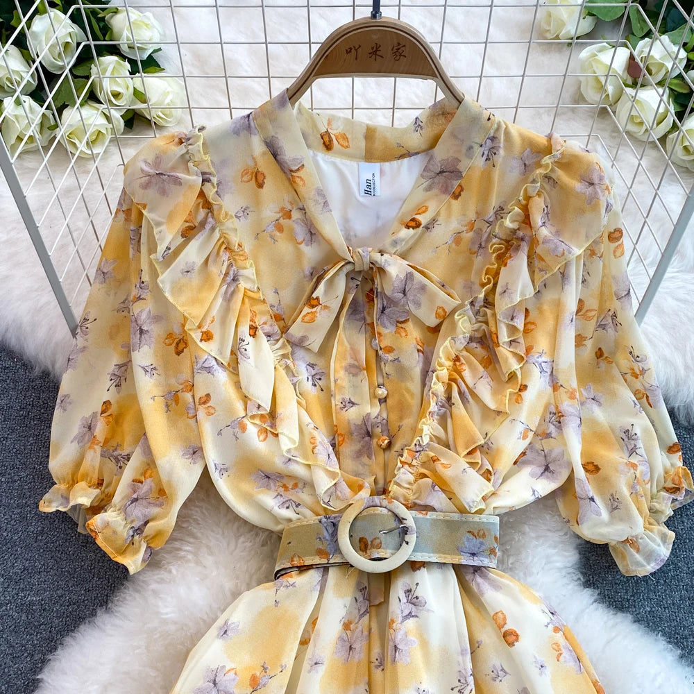 Summer Women Fashion Floral Print Casual Midi Dress Short Sleeve A-Line Maxi Boho Holiday Clothes Female Long Robe Mujers New