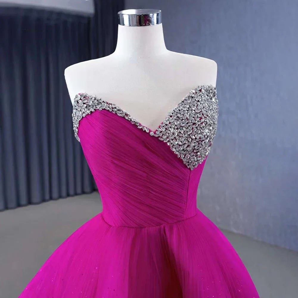 Serene Hill Fuchsia Detachable skirt Lace Up Pearls Beaded Luxury Bride Gowns Wedding Dress 2024 High End Custom Made HM231068
