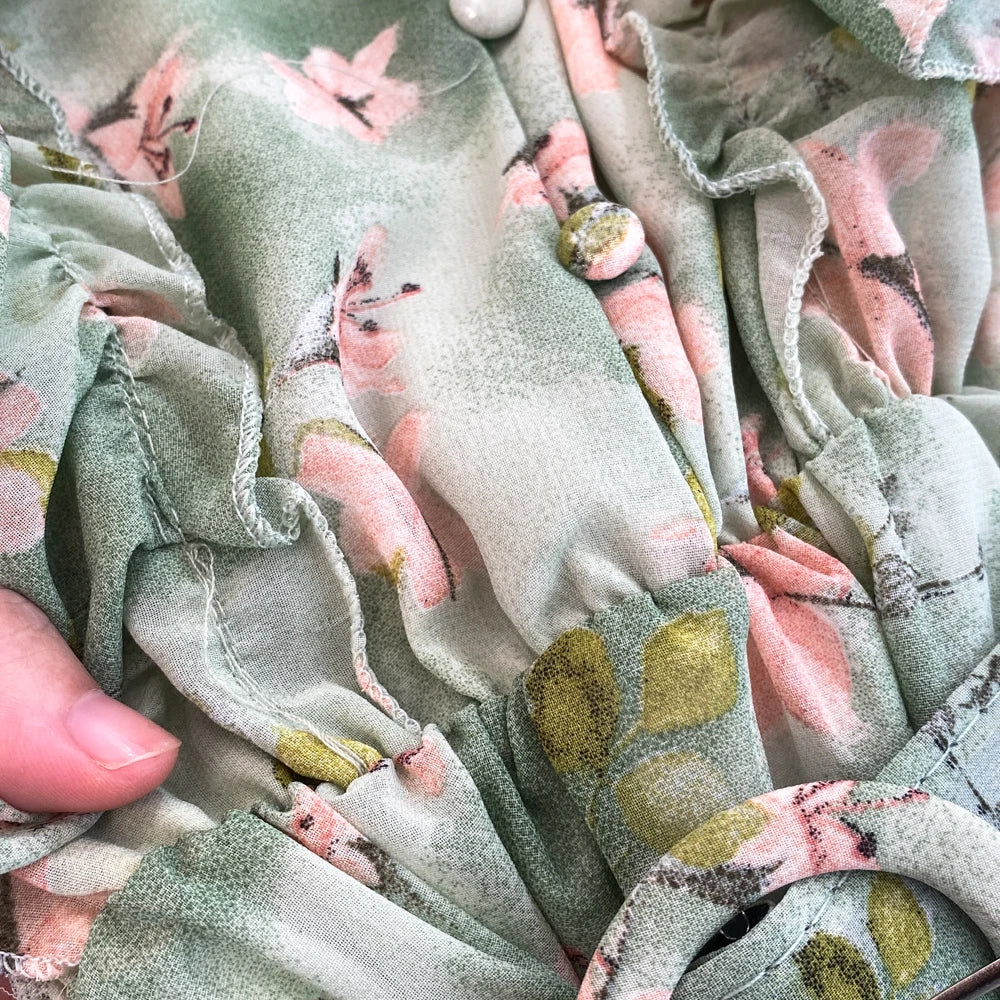 Summer Women Fashion Floral Print Casual Midi Dress Short Sleeve A-Line Maxi Boho Holiday Clothes Female Long Robe Mujers New
