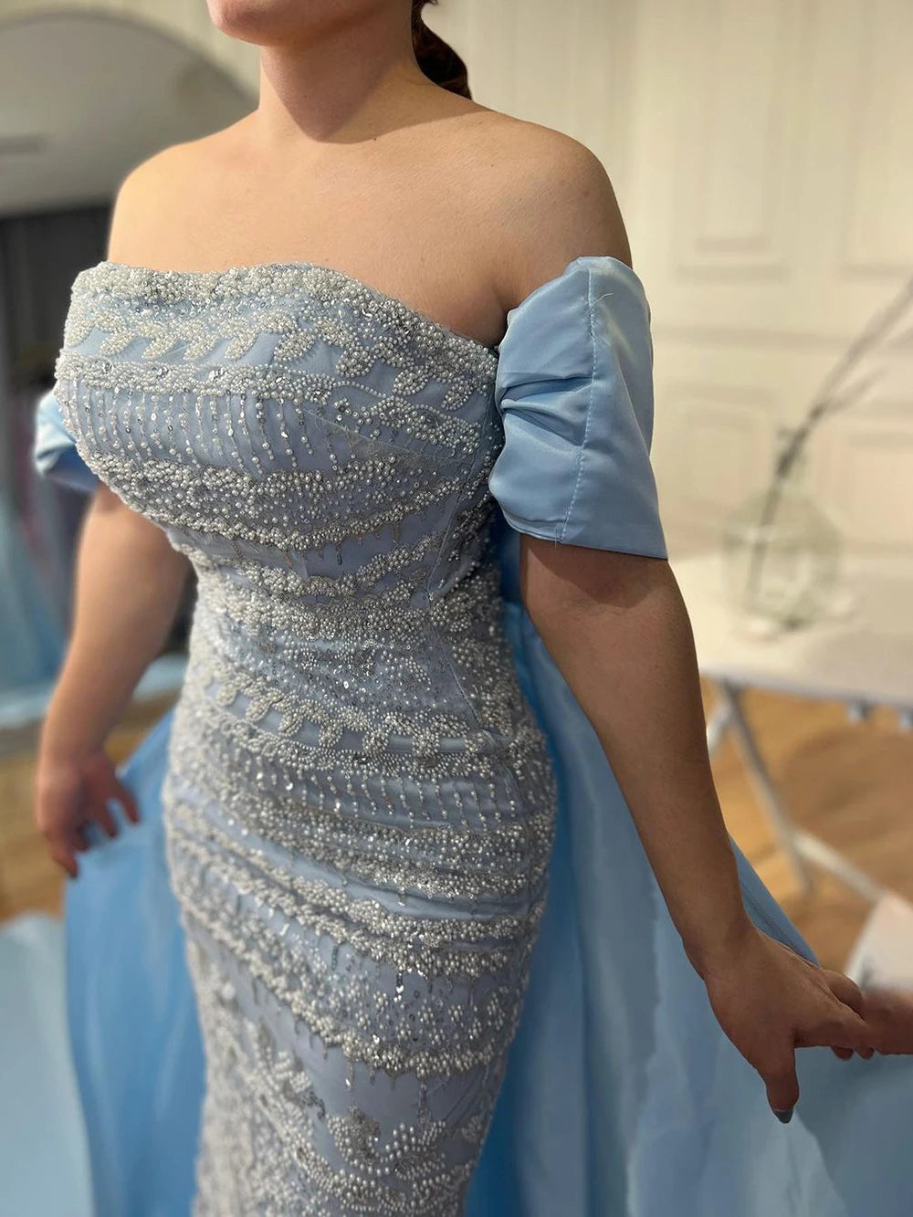 Serene Hill-Sage Green Mermaid Evening Dresses for Women, Strapless, Elegant, Sexy, Beaded, Wedding Party, 2023, BLA72126