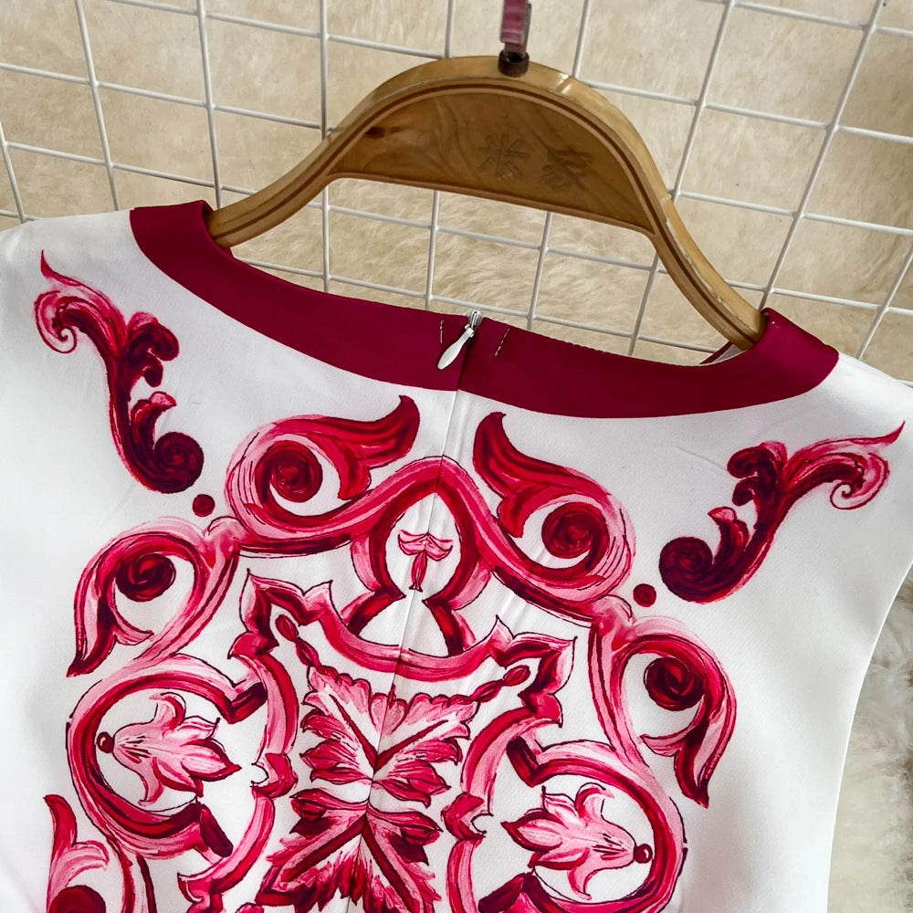 New In Dresses Summer Clothes For Women 2023 Fashion Elegant Vintage Print Party Dress Round Neck Sleeveless A Line Mini Dress