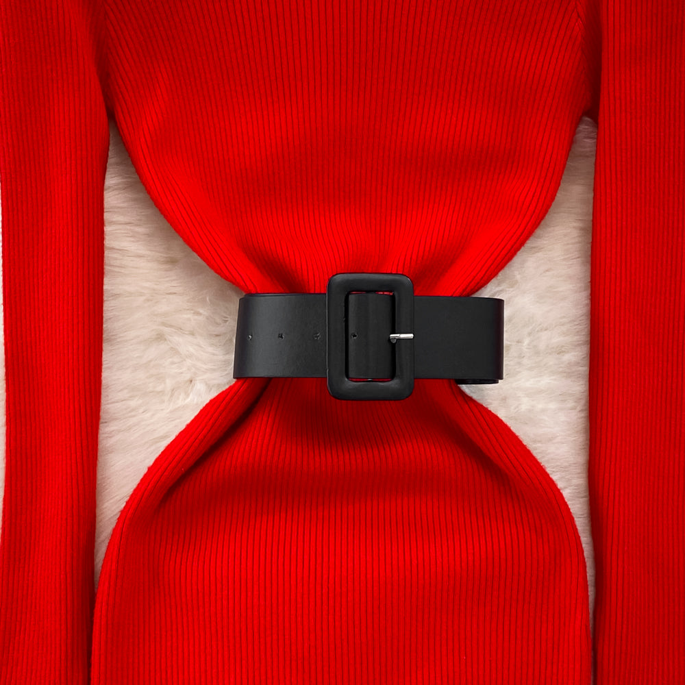 Elegant Turtleneck Long Sleeve Knit Soft Tight Pencil Dress with Belt Slim Fashion Warm Sweater Vestido Sexy Women Winter Robe