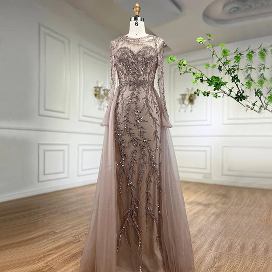 Serene Hill Muslim Green Elegant Mermaid Lace Beaded Luxury Long Evening Dresses Gowns For Women Wedding Party 2024 LA71653L
