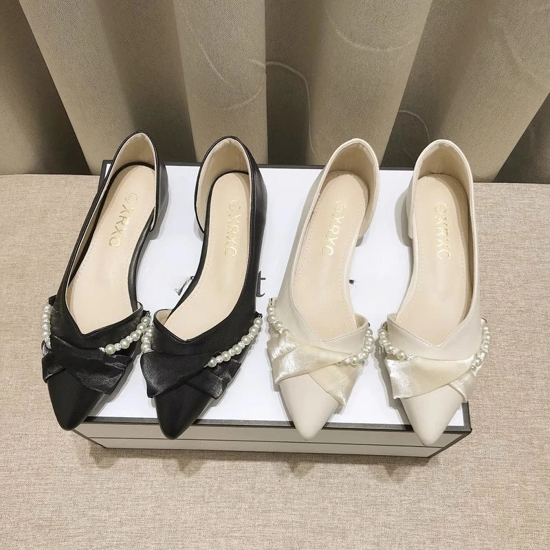2024 New Arrival Spring Autumn Pointed Toe Comfortable Casual Retro Elegant Women's Shoes Shallow Mouth Breathable Flat Shoes