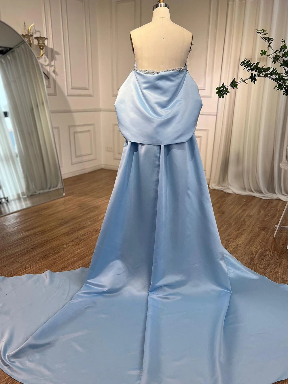 Serene Hill-Sage Green Mermaid Evening Dresses for Women, Strapless, Elegant, Sexy, Beaded, Wedding Party, 2023, BLA72126