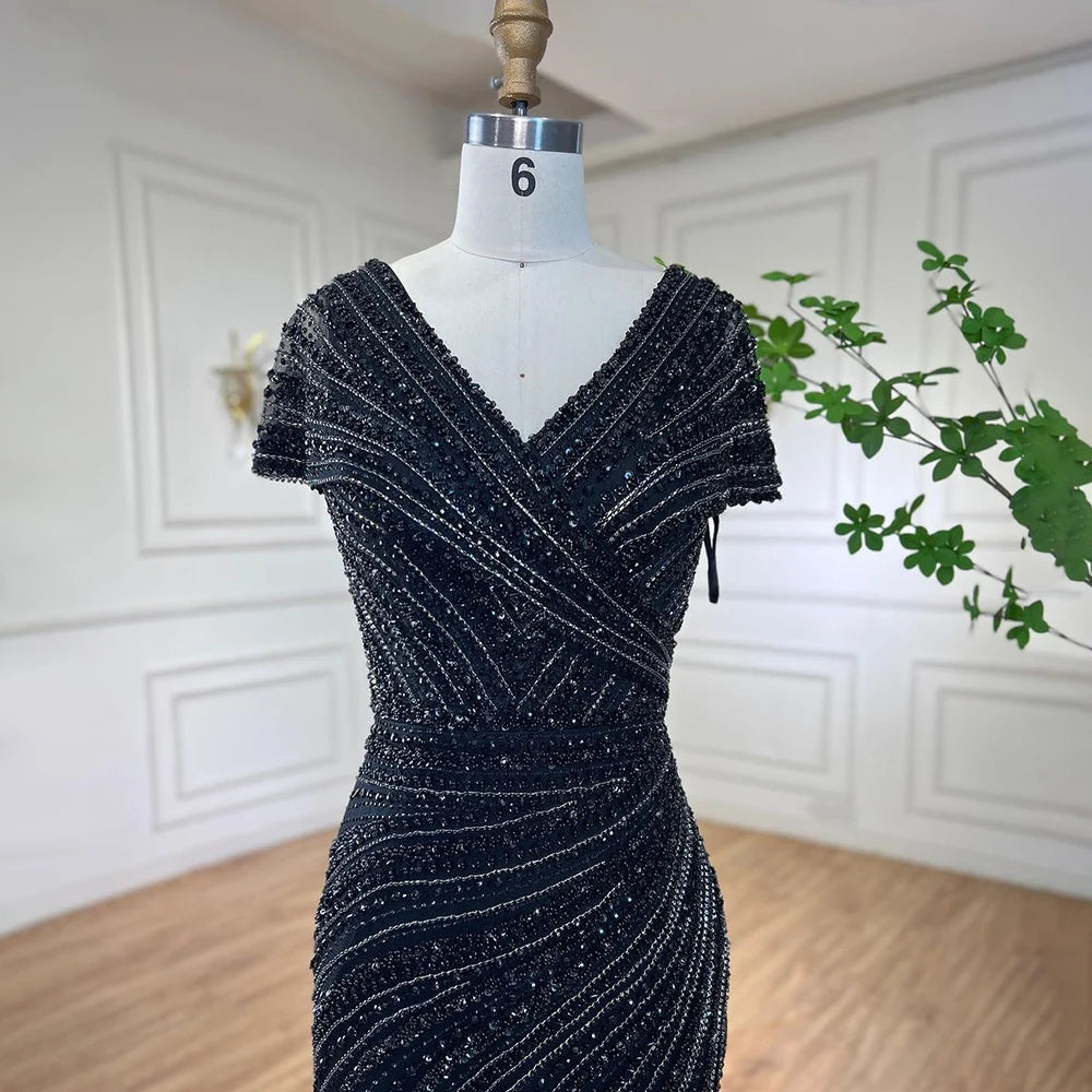 Silver Nude Mermaid Evening Gowns for Women 2023 Dubai Luxury Beading Sparkle Sleeveless Sexy Formal Dress BLA71686 Serene Hill