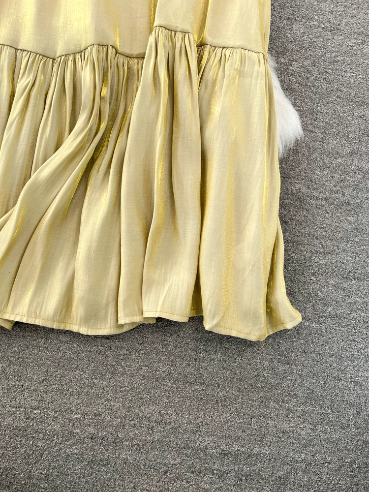 Elegant and Chic Solid Evening Dresses for Women Fashion New Bow Lace Up Flare Long Sleeve A-Line Vestidos Autumn Female Clothes