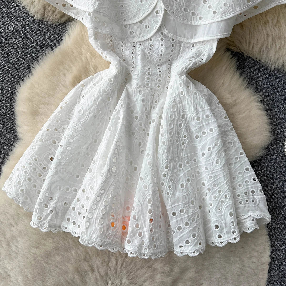 Summer Clothes For Women Ruffle Cutwork Embroidery Dress 2023 Party Sexy Off Shoulder Dress Vacation Mini Beach Dress Sundress