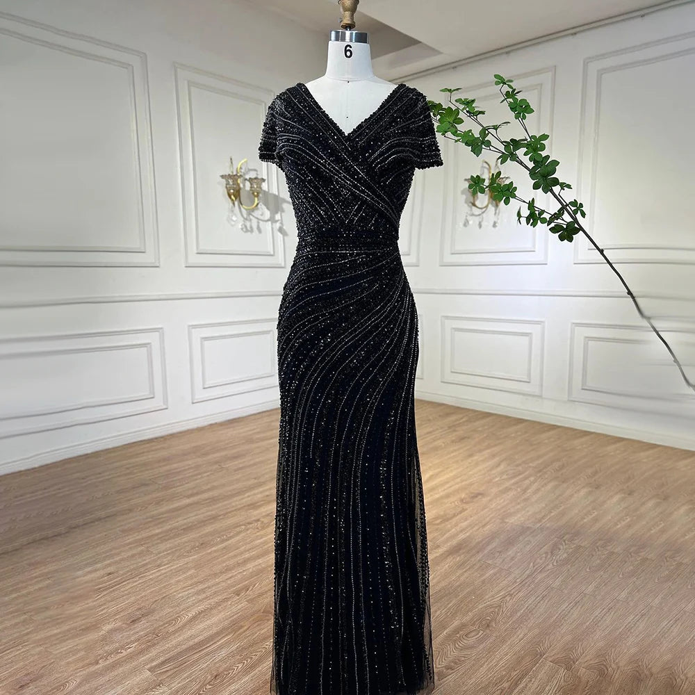 Silver Nude Mermaid Evening Gowns for Women 2023 Dubai Luxury Beading Sparkle Sleeveless Sexy Formal Dress BLA71686 Serene Hill