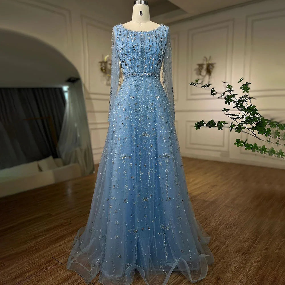 Serene Hill Dubai Arabic Designer Luxury Nude A Line Beaded Evening Dresses Gowns For Formal Occasion 2024 LA72088