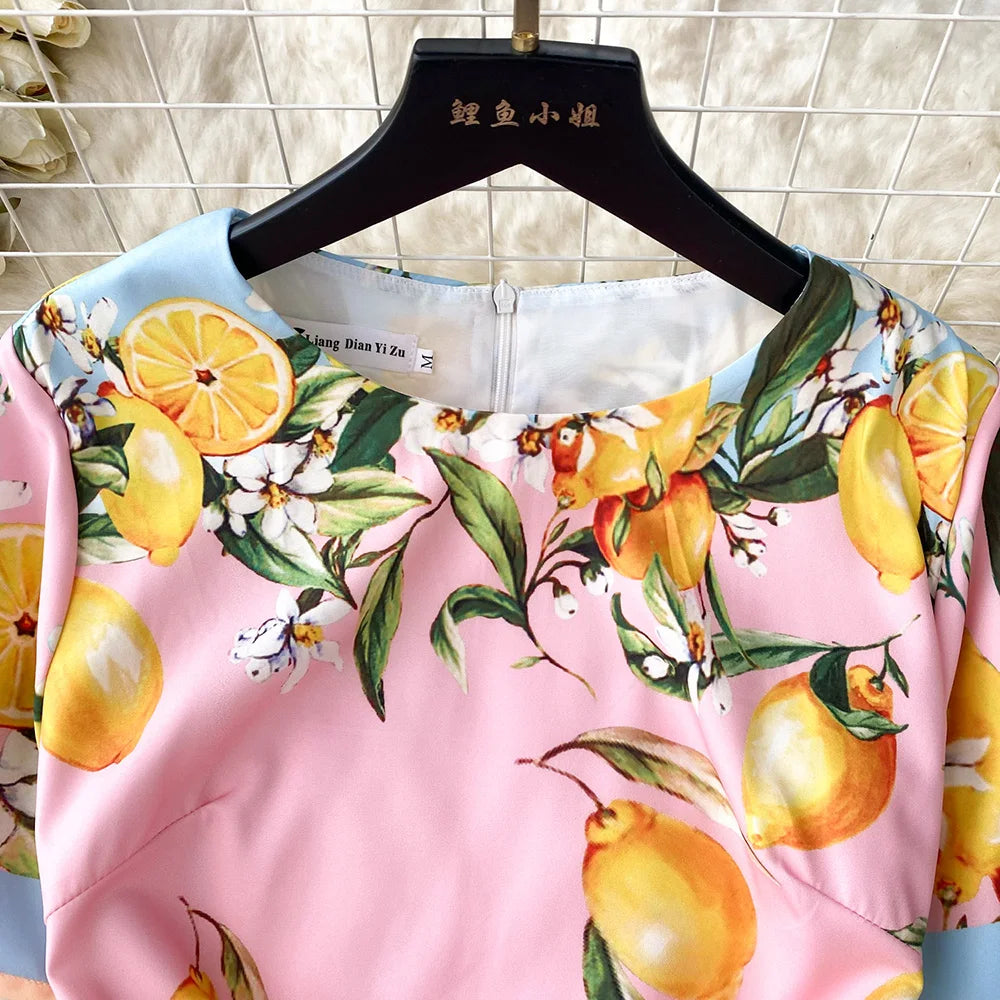 Summer Dresses Fashion Women Clothing 2023 Wedding Party Elegant Vintage Print Dress Round Neck Short Sleeve Straight Mini Dress
