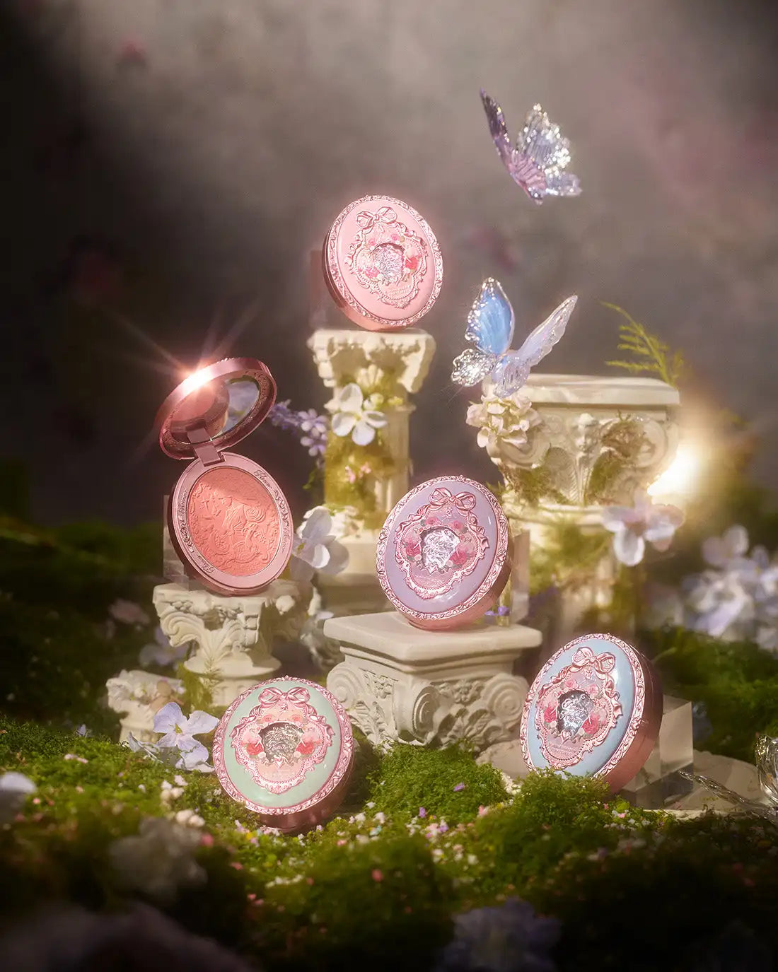 Flower Knows Moonlight Mermaid Strawberry Rococo Swan Ballet Embossed Pattern Gradient Blush Palette Collection