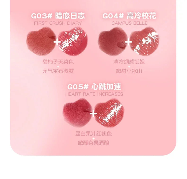 GOGO TALES Double Lip Gloss Mirror Finish Nude Color Korean Lipstick Matte, Non-Sticky Lip Mud for Long-Lasting Vegan Makeup