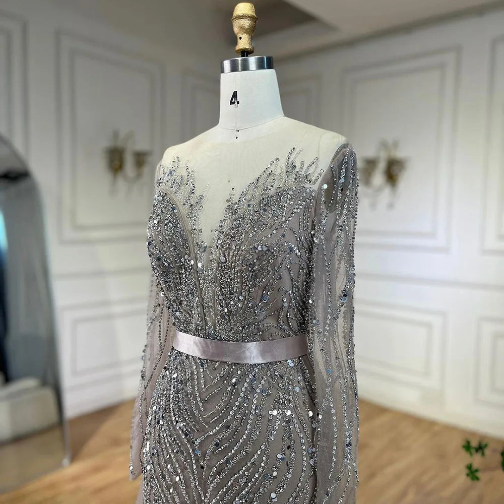Serene Hill Arabic Caramel Mermaid Elegant With Skirt Lace Beaded Luxury Evening Dresses Gowns For Woman Wedding Party LA71752