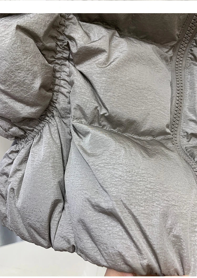 Women's Trendy Down Jacket Vest Winter Chic Sleeveless Zip Coat Round Neck Cropped Warm Waistcoat Female Spring 2024 New