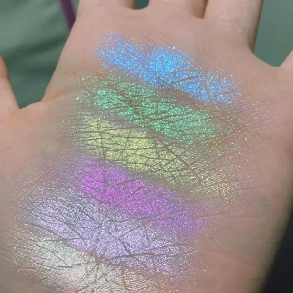 Kaleidos Highlighting Chameleon Diamond Face Highlighter & Glitter Palette Chrome Metallic Eyeshadow Makeup
