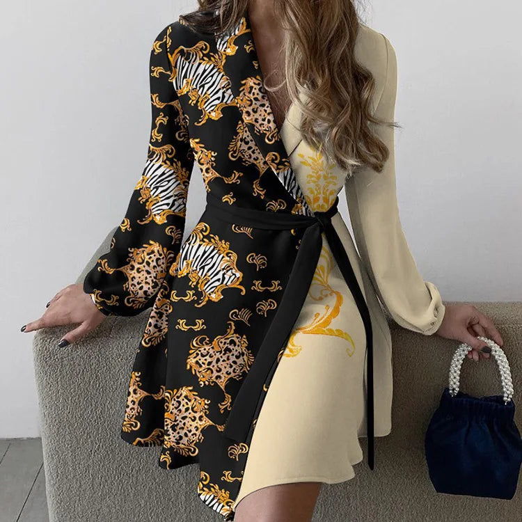 Spring/Summer New Elegant And Elegant Women's Dress With Floral Polo Neck, Simple And Fashionable Style, Slim Fit Women's Dress