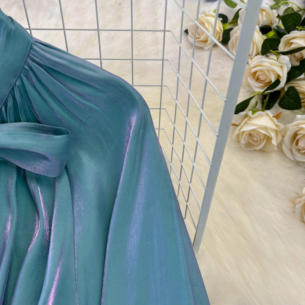 Autumn Elegant Women Fashion Party Long Dress Bow Lace Up Long Sleeve Evening Dresses A-Line Casual Vestidos One Piece Prom Robe