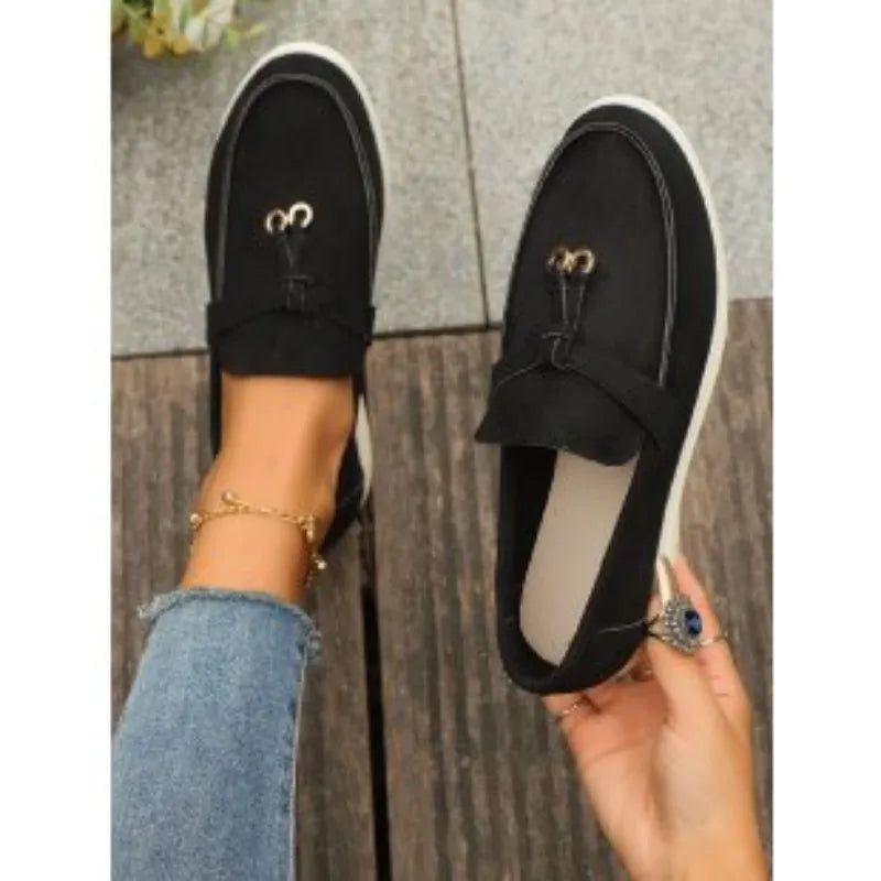 New Women Loafers Slip on Ladies Flats Brand Spring Autumn Casual Flat Shoes Leather Cashmere Single Shoes Plus Size 43