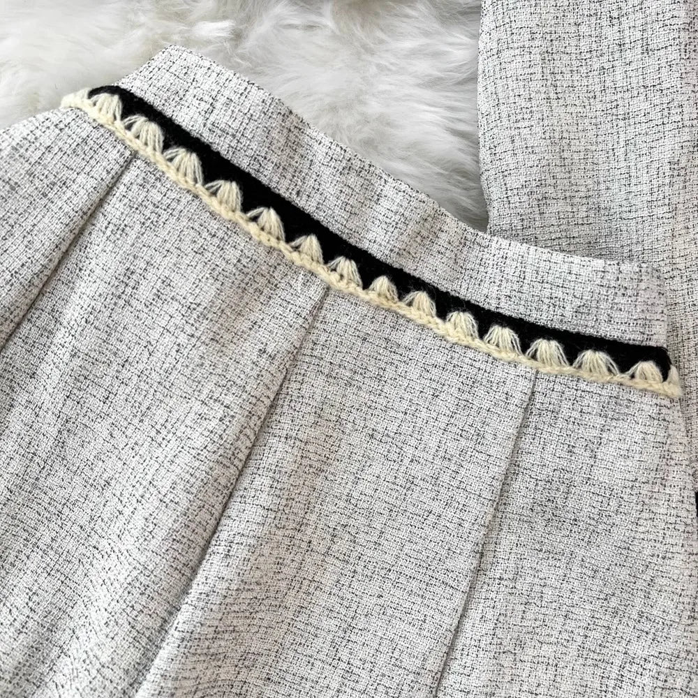 Small Fragrance Elegant 2-Piece Set Spring Autumn Trendy Women's Outfit O-Neck Short Coat+High Waist Midi A-line Skirt Suit