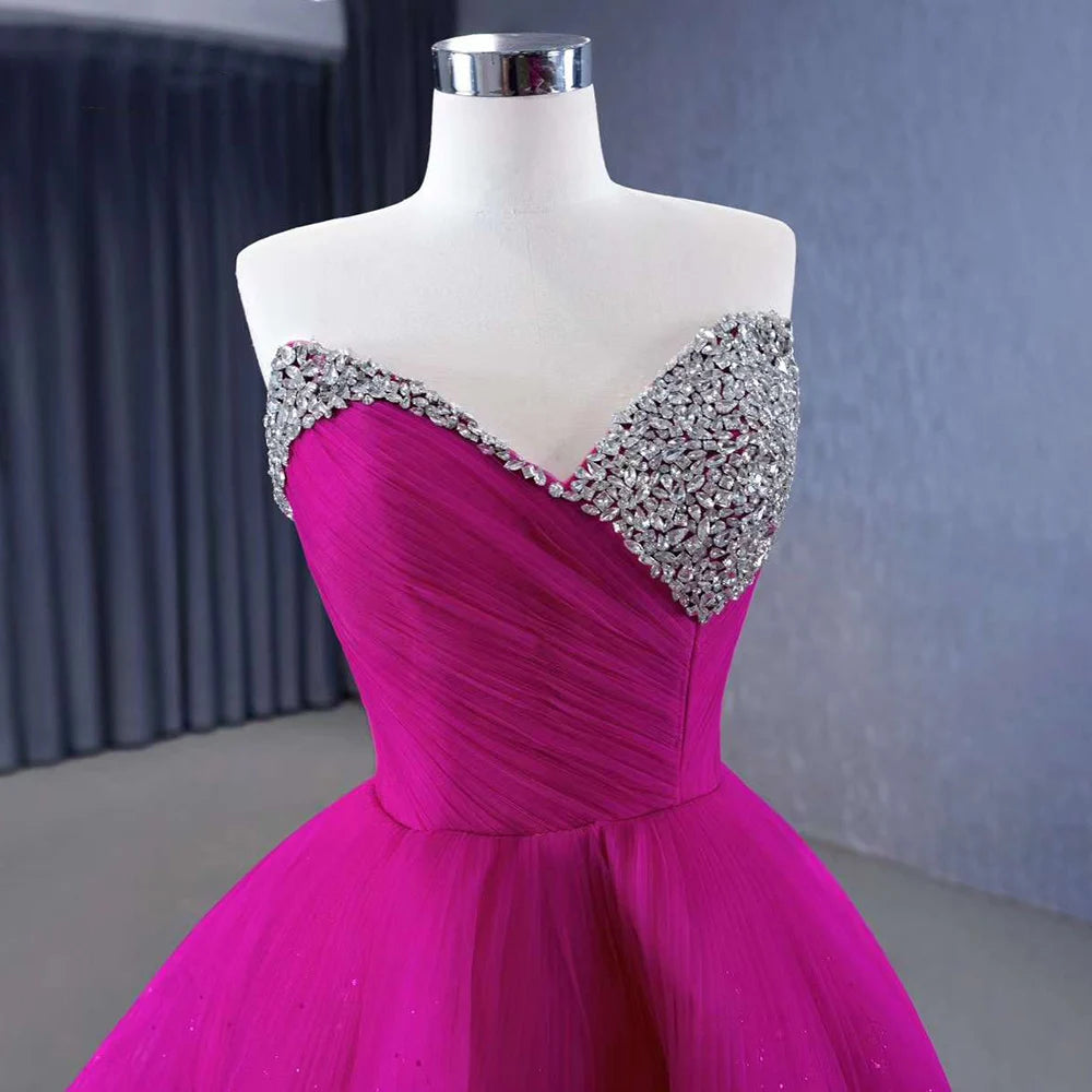 Serene Hill Fuchsia Detachable skirt Lace Up Pearls Beaded Luxury Bride Gowns Wedding Dress 2024 High End Custom Made HM231068