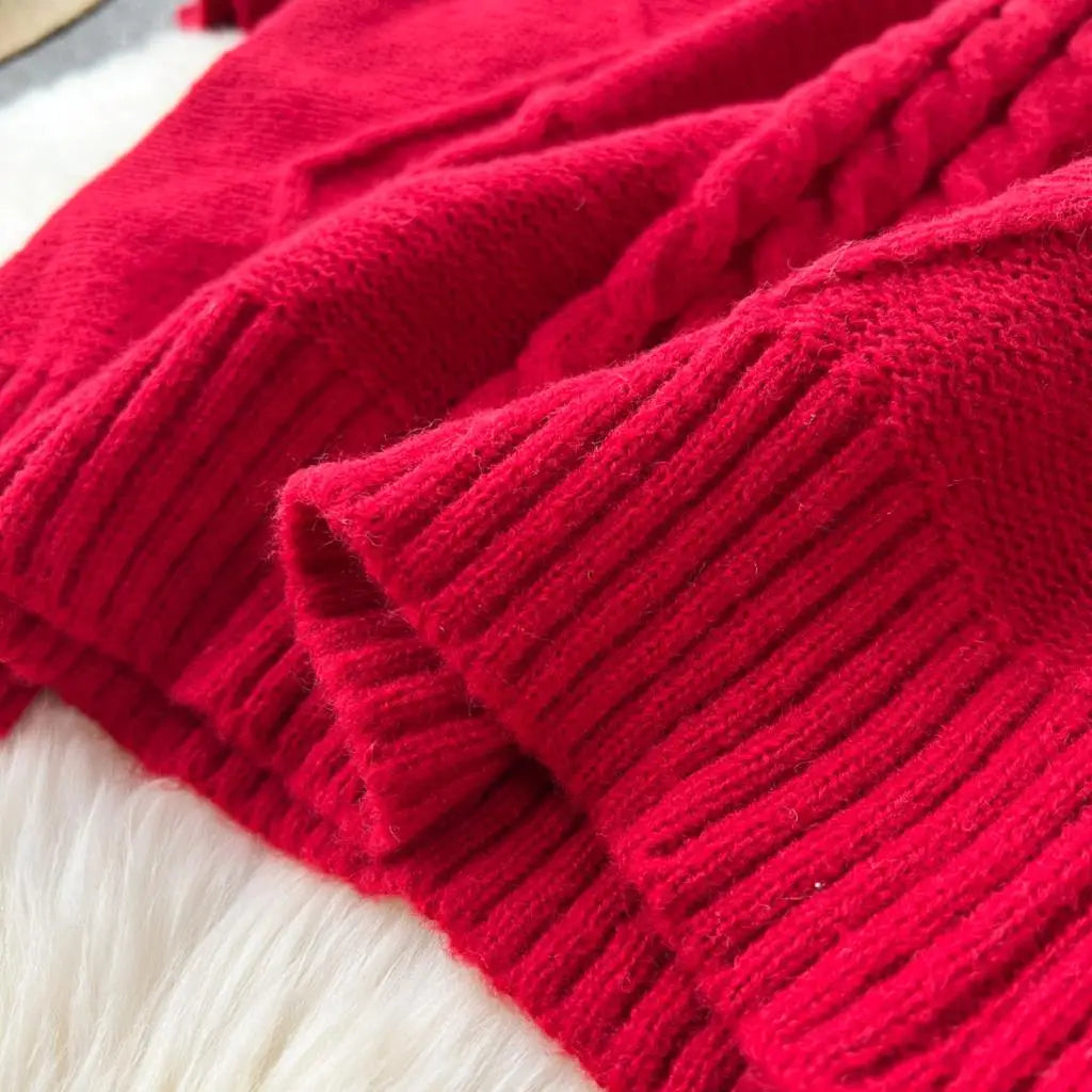 Y2k Sweet Knitted Dresses for Women Autumn Winter Christmas Sweater Loose Knitwears Mini Dress Korean Fashion Female Vestidos