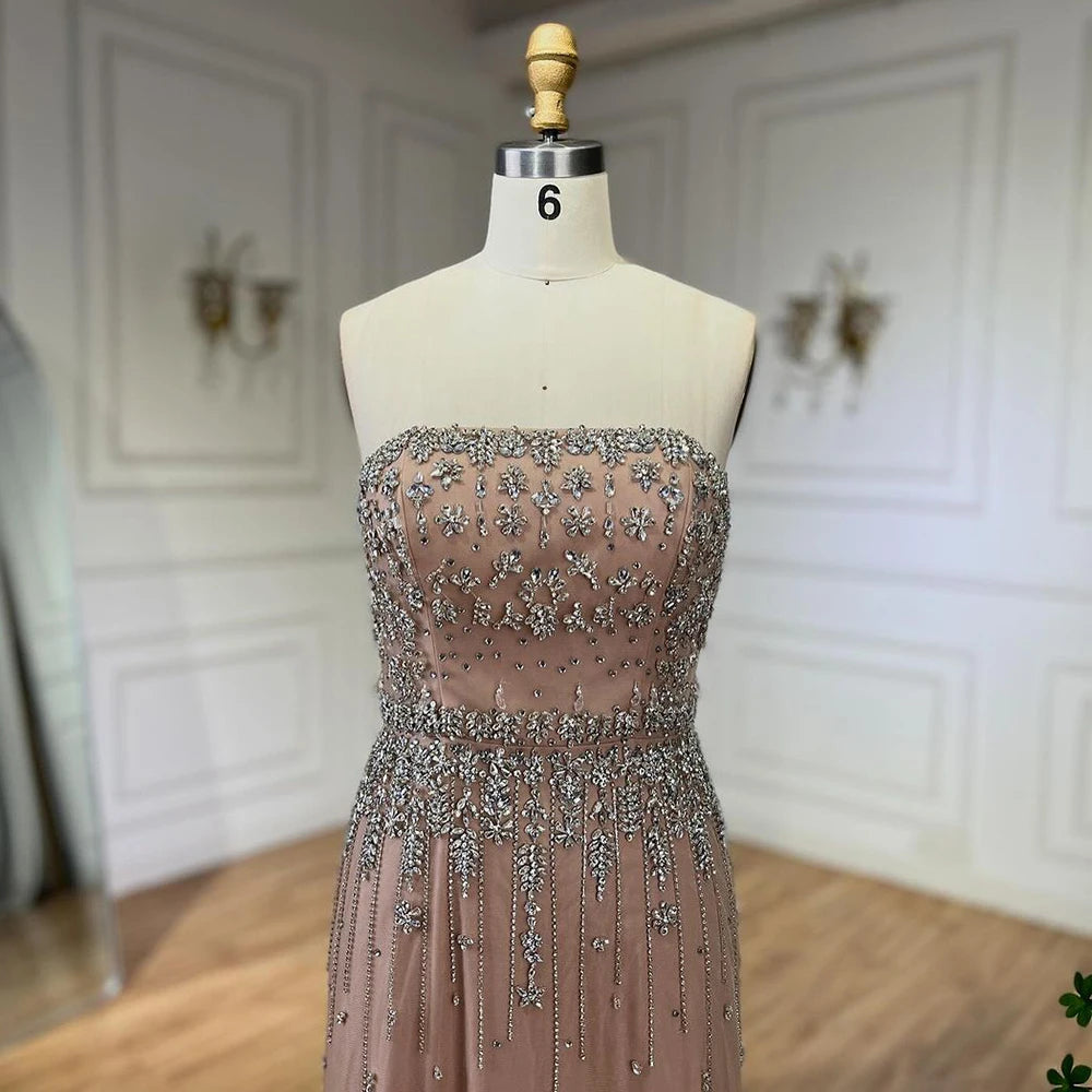 Serene Hill Black Sexy Off the Shoulder Puff Sleeves Evening Dresses Beaded Overskirt Mermaid Party Gown For Women 2023 BLA72002