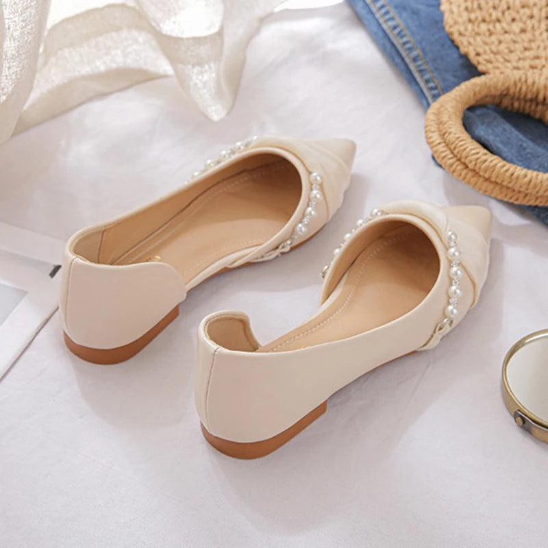 2024 New Arrival Spring Autumn Pointed Toe Comfortable Casual Retro Elegant Women's Shoes Shallow Mouth Breathable Flat Shoes