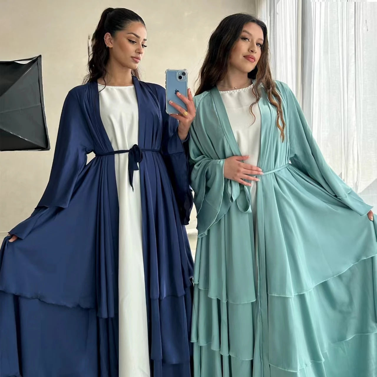 Satin Open Abaya Kimono Muslim Hijab Dress Plain New Abayas for Women Dubai Turkey Ramadan Eid Modest Islam Clothes Kaftan Robe