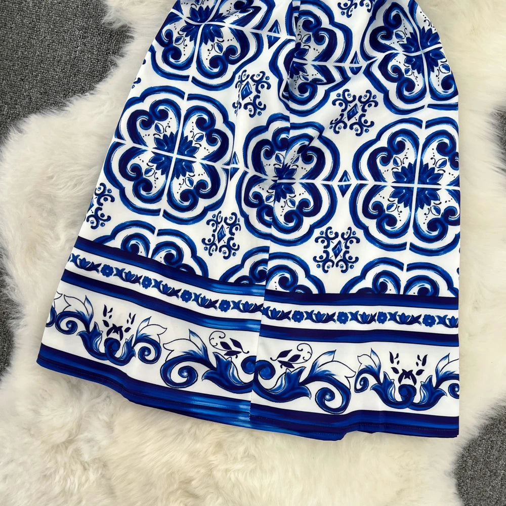 Short Dresses 2023 Fashion Women Clothing Elegant Vintage Print Party Dress Summer Sleeveless Round Neck A Line Mini Dress