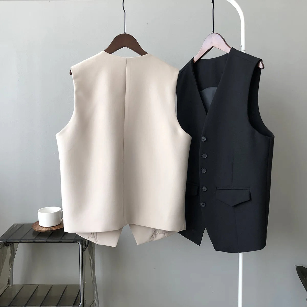 Women V-neck Suit Vest Spring Autumn New Korean Version Fashionable Sleeveless Jacket Trendy Casual Single Breasted Waistcoat