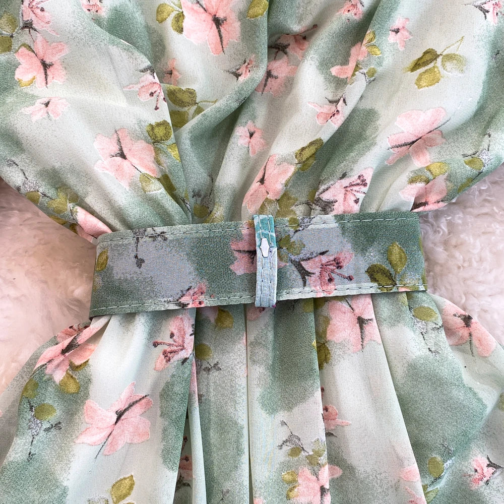 Summer Women Fashion Floral Print Casual Midi Dress Short Sleeve A-Line Maxi Boho Holiday Clothes Female Long Robe Mujers New