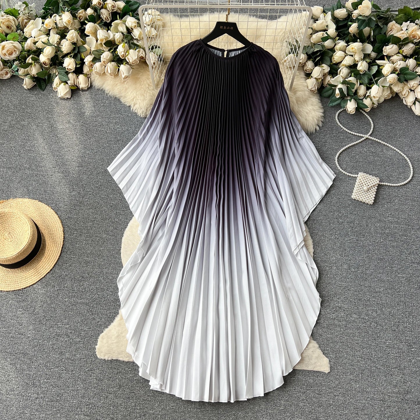 Vintage Print Elegant O-neck Batwing Sleeve Dress A-line Casual Belt Fashion Dress Women Fashion Summer Spring Vestidos