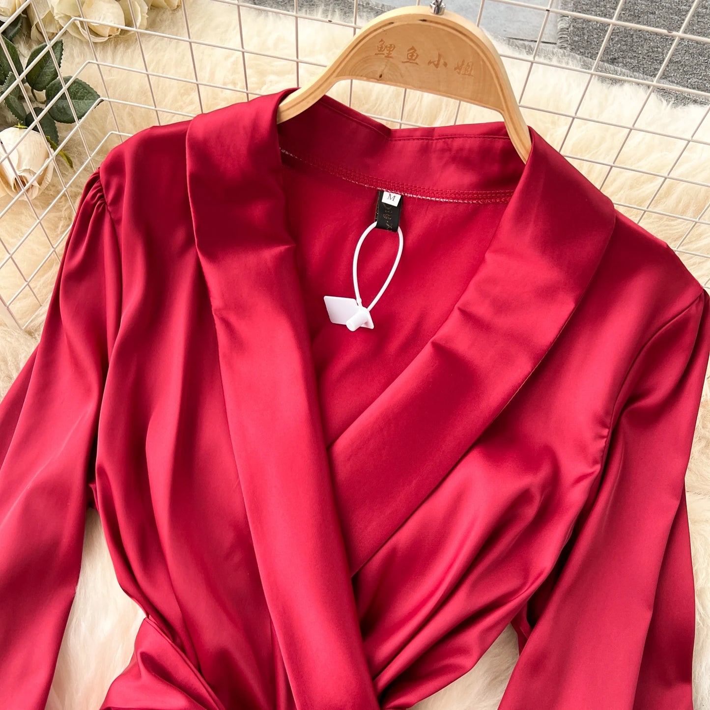 Women Elegant Satin Dress Summer Bandage High Waisted Ruffled Irregular Blazer Dresses Ladies A-line Vintage Party Long Robe