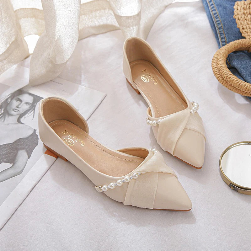 2024 New Arrival Spring Autumn Pointed Toe Comfortable Casual Retro Elegant Women's Shoes Shallow Mouth Breathable Flat Shoes