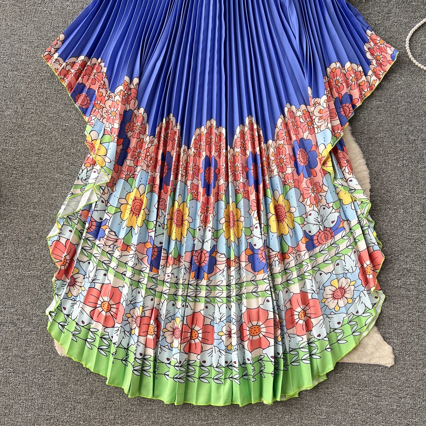 Vintage Print Elegant O-neck Batwing Sleeve Dress A-line Casual Belt Fashion Dress Women Fashion Summer Spring Vestidos