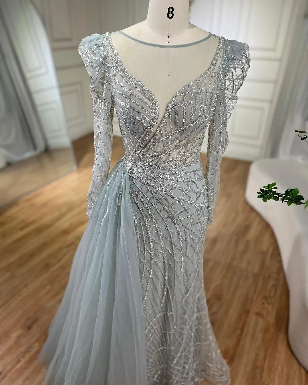 SERENE HILL Arabic Muslim Pink Mermaid Luxury Beaded Evening Dresses 2024 Gowns With Skirt For Women Wedding Party GLA72206